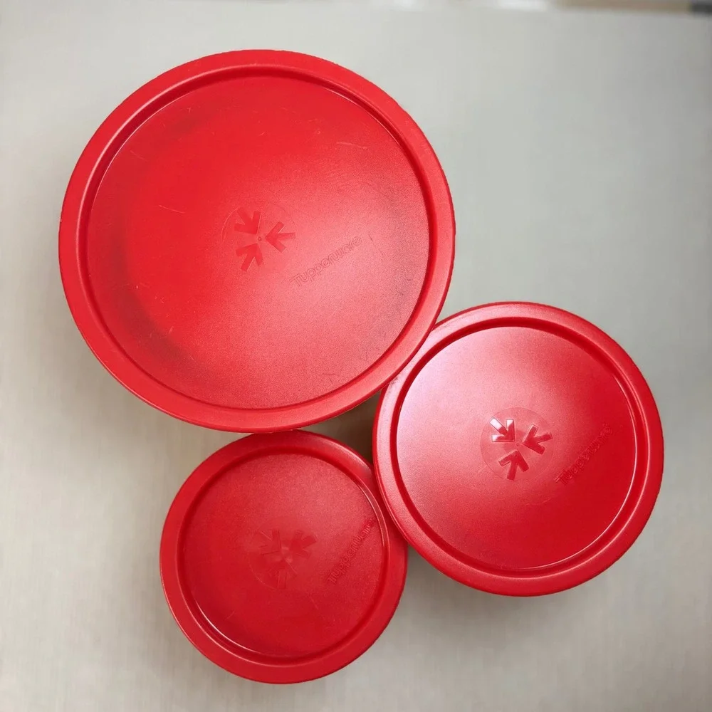 Vintage Tupperware Canister Set 3 Red Orange Green Fiesta Mexico Psychedelic